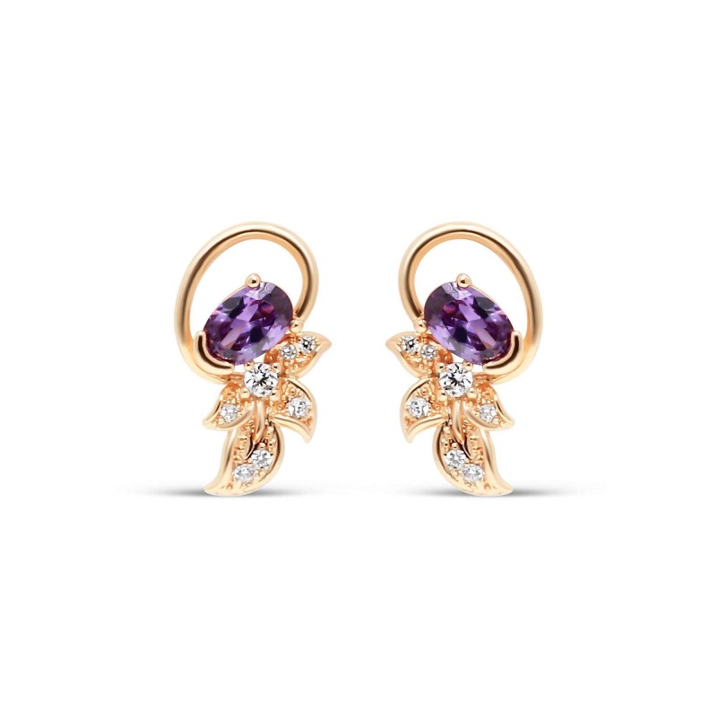 18K Gold Plated Purple CZ Earrings Xuping