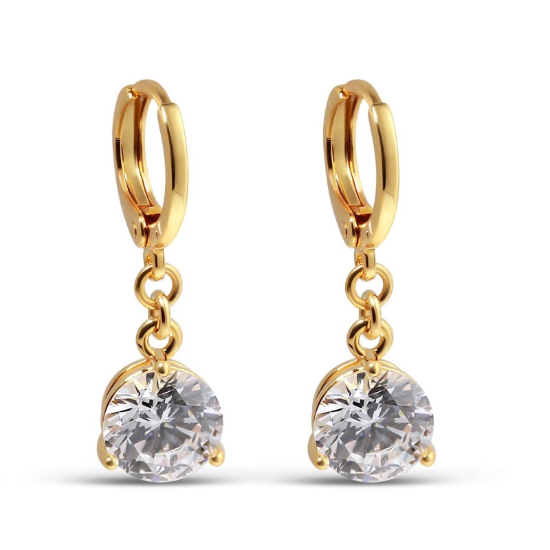 24K Gold Plated Xuping Round Zircon Earrings