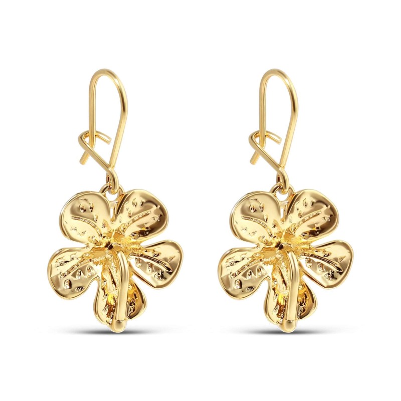 24K Gold Plated Flower Earrings with Hook Ear Wire 24K Gold Plated Flower Earrings with Hook Ear Wire