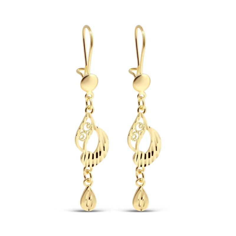 24K Gold Plated Xuping Diamond-Cut Dangle Earrings