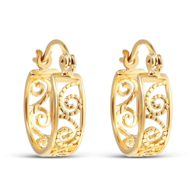 24K Gold Plated Openwork Hoop Earrings Xuping