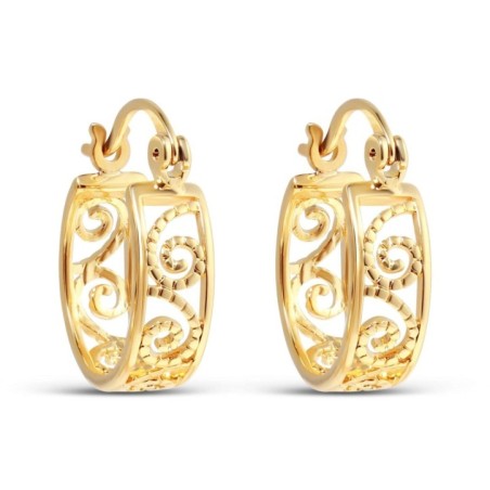 Серьги-кольца с позолотой 24K и ажурным узором Xuping