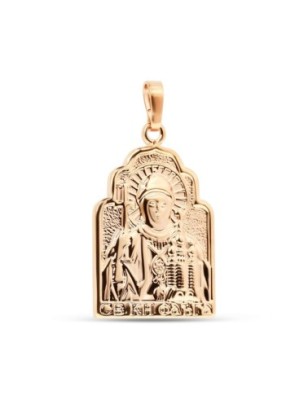 Xuping 18K gold plated religious pendant featuring a detailed relief of Saint Princess Olga, 38mm.