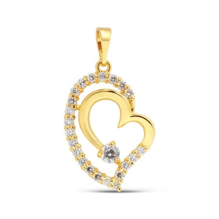 24K gold plated open heart pendant with white zircon stones Xuping