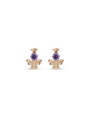 18K Gold Plated Angel CZ Stud Earrings