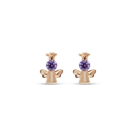 18K gold plated angel stud earrings with purple CZ, Xuping