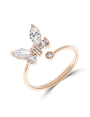 18K Gold Plated Butterfly CZ Ring Wholesale