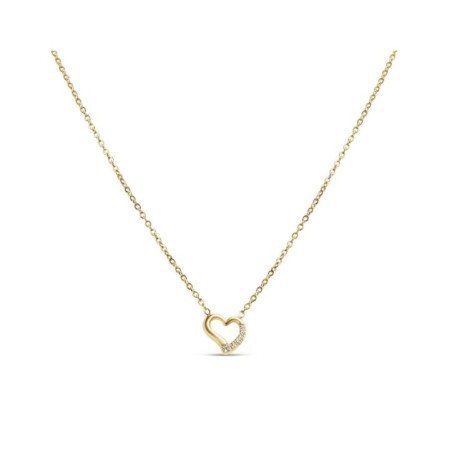 14K Gold Plated heart necklace with a delicate chain and sparkling accents.