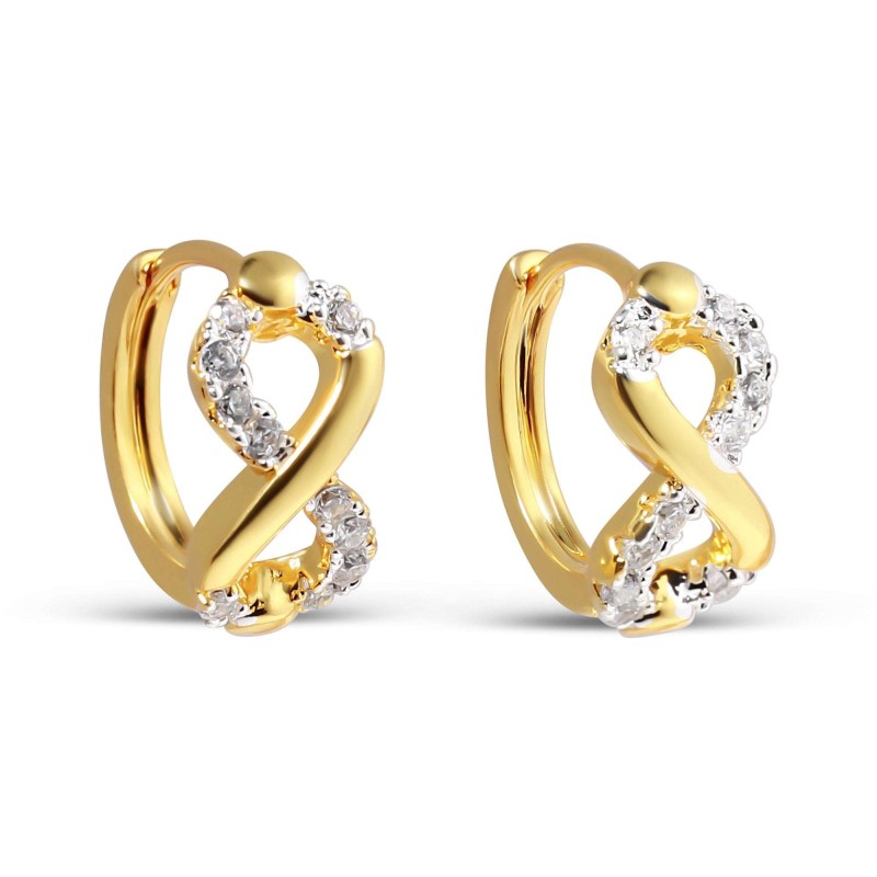 24K Gold Plated 13 MM White Synthetic CZ Hoop Earrings Xuping