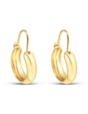 Minimalist 24K gold plated chunky hoop earrings by Xuping, smooth surface, 25mm length.
