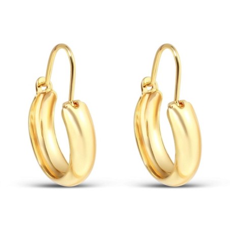 Minimalist 24K gold plated chunky hoop earrings by Xuping, smooth surface, 25mm length.
