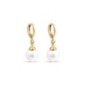 24K Gold Plated Shell Bead Hoop Earrings