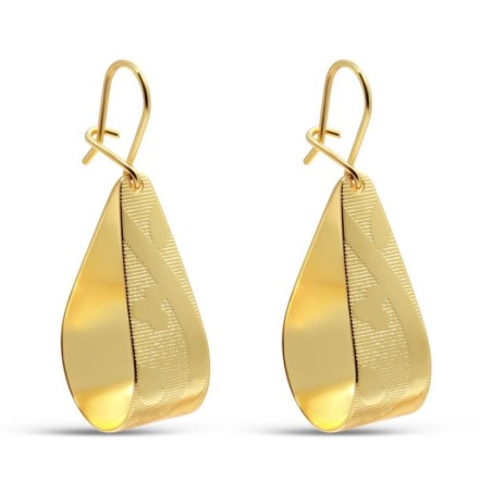 24K gold plated textured drop hook earrings by Xuping