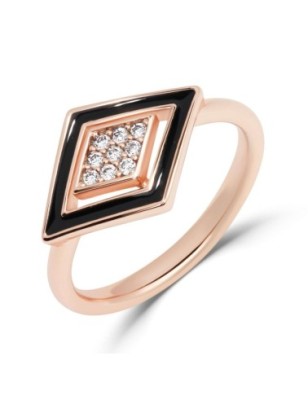 18K Gold Plated Black Enamel CZ Ring Xuping