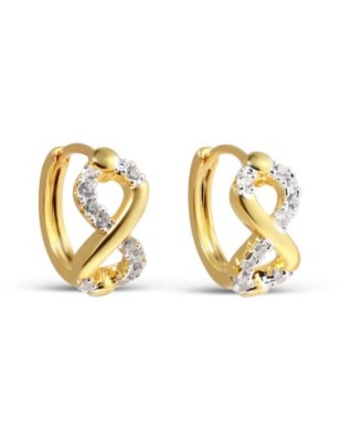 24K Gold Plated 13 MM White Synthetic CZ Hoop Earrings Xuping