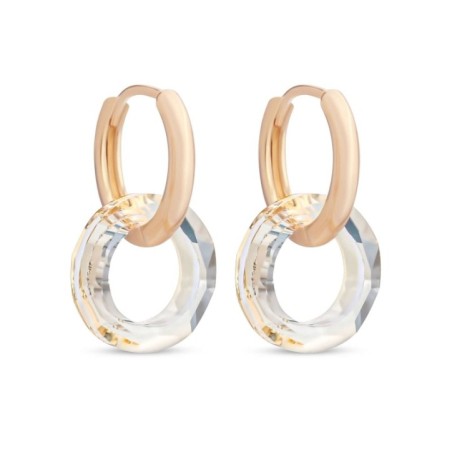 18K gold plated hoop earrings with champagne tone insert, 25 mm
