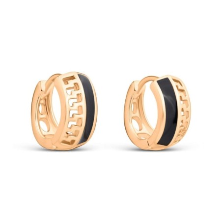 Серьги Xuping с чёрной эмалью, позолота 18K, 12 мм