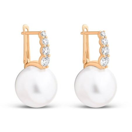 18K gold plated earrings with white pearl and English clasp