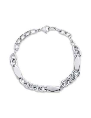 Xuping platinum plated anchor link chain bracelet with decorative bar links, 20cm length and 6mm width.