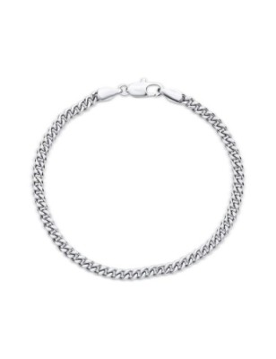 Thin unisex 19cm curb chain bracelet by Xuping with a bright platinum finish.