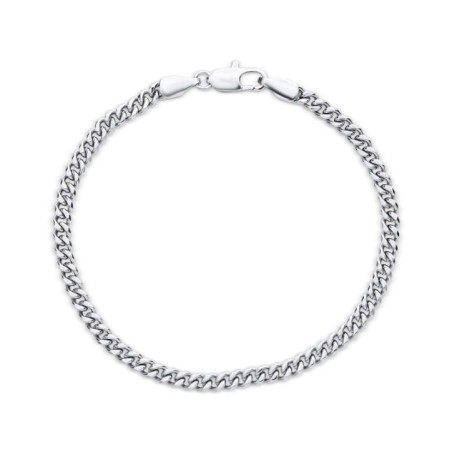 Thin unisex 19cm curb chain bracelet by Xuping with a bright platinum finish.